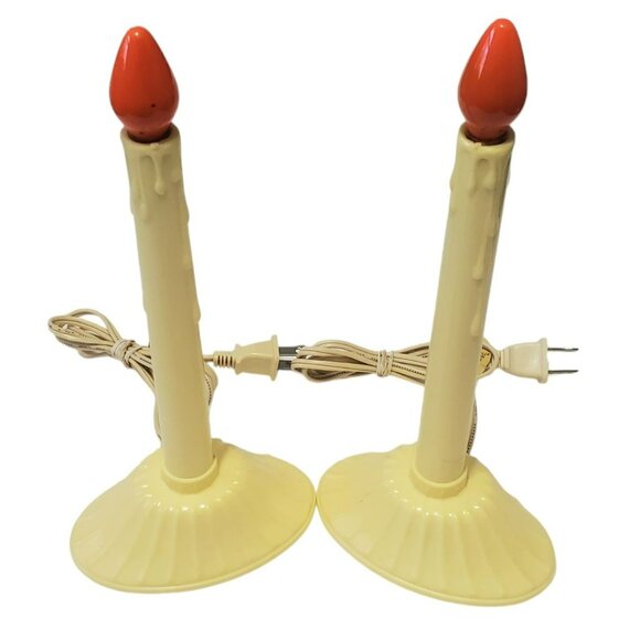 2 VTG NOMA Electric Candle Stick Wax Drips Window Decor Christmas Holiday Lights - Picture 5 of 7